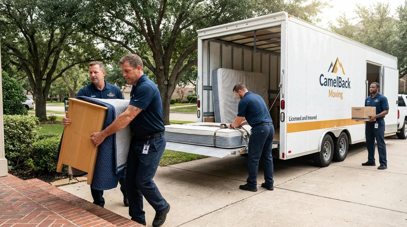 Crew loading residential truck for cross-state move from Lake Forest, IL