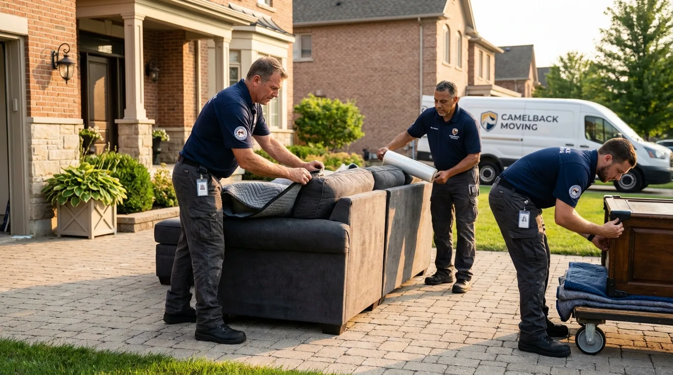Large estate moving crew wrapping furniture in Lake Forest, IL