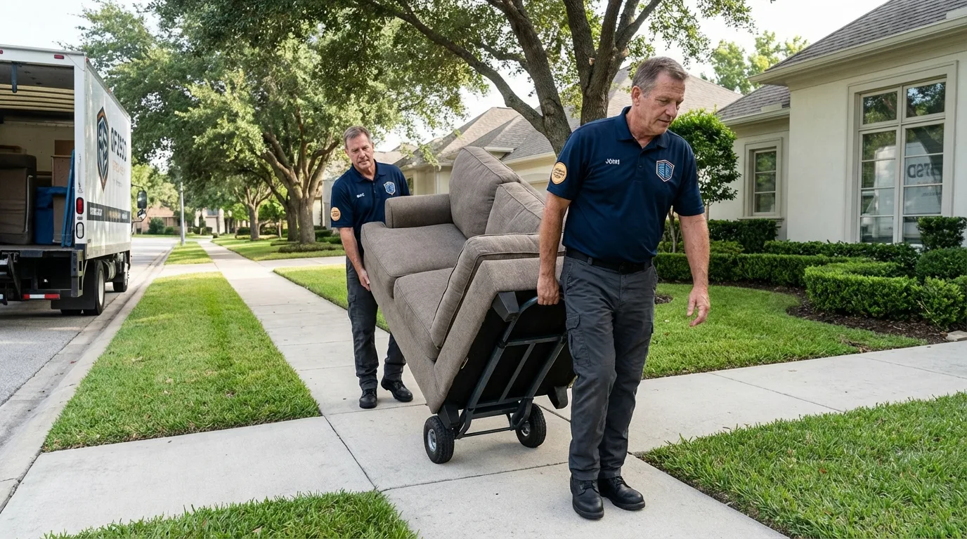 Local residential moving crew loading furniture in Lake Forest, IL